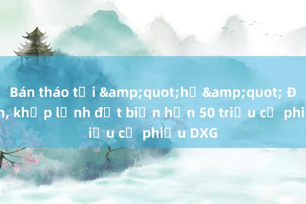 Bán tháo tại &quot;họ&quot; Đất Xanh， khớp lệnh đột biến hơn 50 triệu cổ phiếu DXG