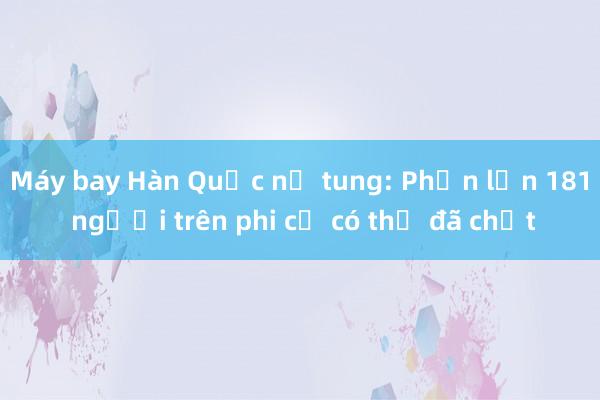 Máy bay Hàn Quốc nổ tung: Phần lớn 181 người trên phi cơ có thể đã chết