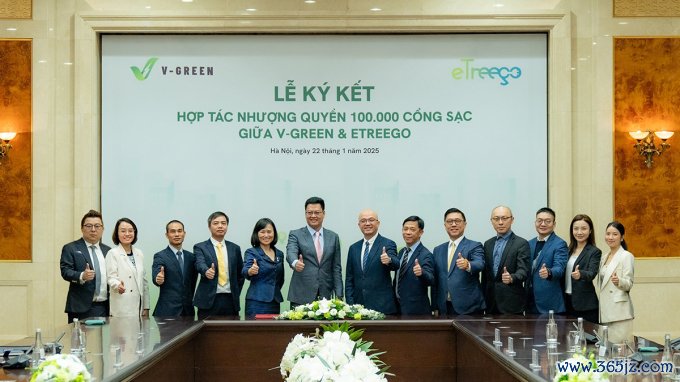 Đại diện V-Green và eTreego tại lễ kí kết. Ảnh: V-Green